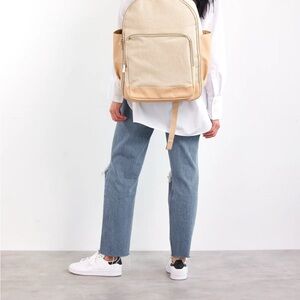 Beis Travel Beige Canvas Backpack